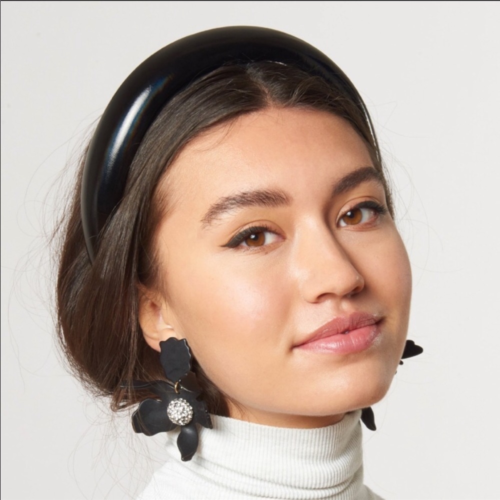 NWOT Lele Sadoughi Glossy Black Padded Headband